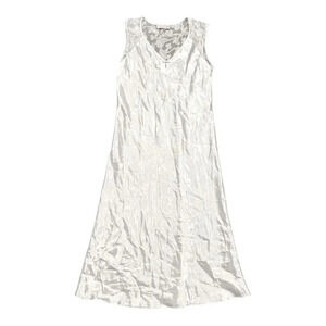 Oscar de la Renta Pink Label White Satin with Lace Long Maxi Nightgown M